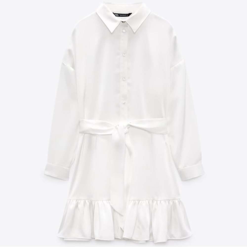 Zara Ruffled Satin Effect Mini Dress